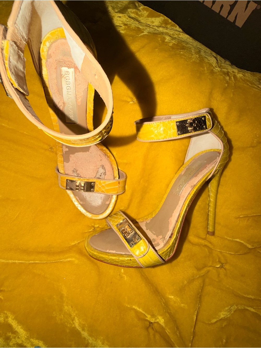 Bcbg Yellow High Heel Ankle Strap Sandals - Women